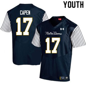 Notre Dame Fighting Irish Youth Cole Capen #17 Navy Under Armour Alternate Authentic Stitched College NCAA Football Jersey YTR0899IC